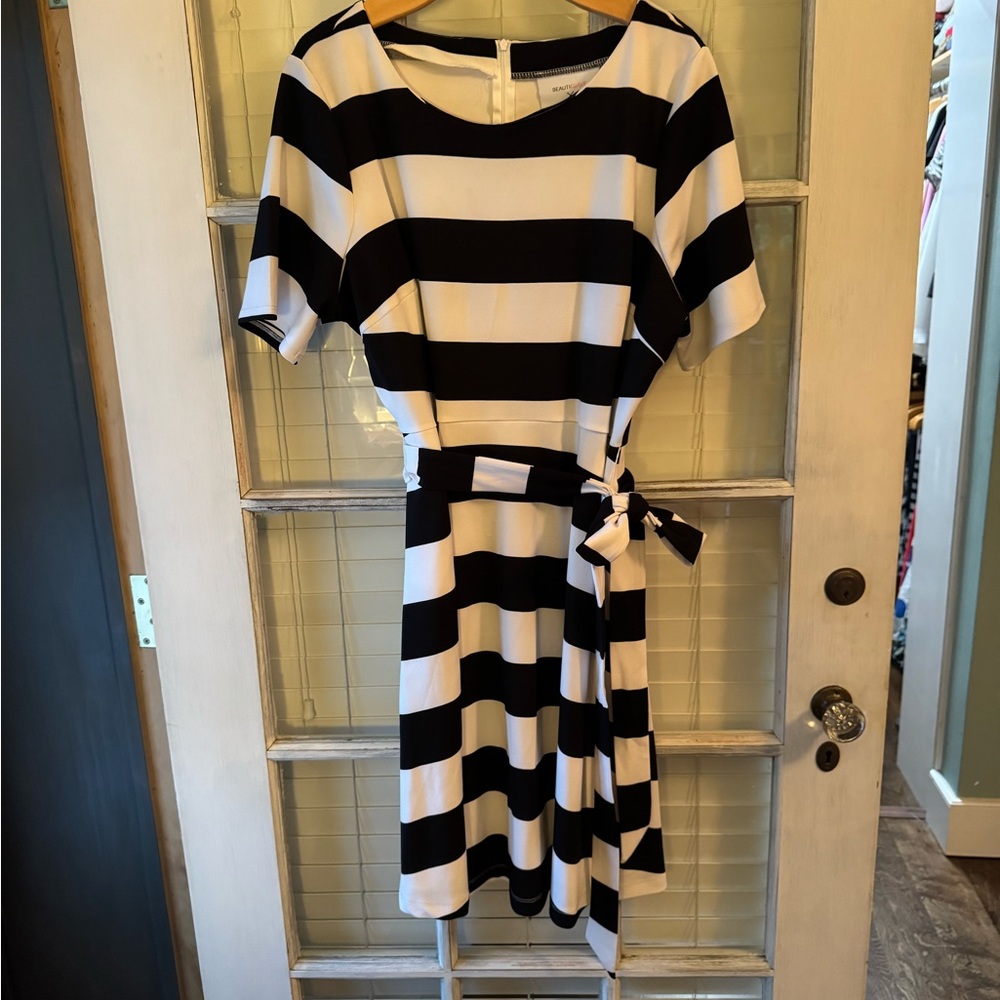 Lane Bryant Black and White Striped Midi Dress
